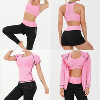 1 x RAW Customer Returns JULY S SONG Yoga Clothing Suit 5 Piece Set Tracksuit Running Clothes Gym Fitness Clothing Pink, L  - RRP €43.99