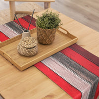 1 x RAW Customer Returns Table Runner Linen Colored Stripe Farmhouse Rustic Retro Barn Wood Texture Red Orange Gray 40x140cm Jute Table Runner for Dining Table Farmhouse Party Picnic Free Kitchen Decoration - RRP €14.99