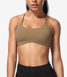 1 x Brand New ZAAYO Sports Bra Women Sports Bra Crossback Without Wire Spaghetti Padded Gym Bra Bustier for Summer Yoga Fitness Brown X-Small - RRP €27.6