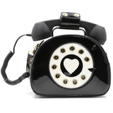 1 x RAW Customer Returns QiMing Retro Dial Phone Crossbody Shoulder Bag, Pu Mobile Microphone Bag for Women - RRP €23.59