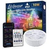 1 x RAW Customer Returns Lichaser 25m RGB IC Outdoor LED Strip Waterproof DIY, Tracking, Segmenting LED Strip with BT App and RF Remote Control for Outdoor Use - RRP €69.6