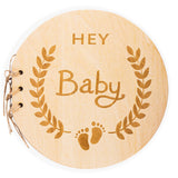 1 x RAW Customer Returns Tydezjl Baby Shower Guest Book with Wooden Cover, Hey Baby Shower Photo Album, Baby Guest Book with Blank Pages, Wooden Guest Book, Baby Gift - RRP €21.6