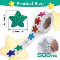 1 x Brand New 500 Pieces Star Stickers for Rewards Small Stars Foil Stickers Tiny Star Metallic Stickers Glitter Foil Small Stars Stickers for Kids Reward - RRP €19.2