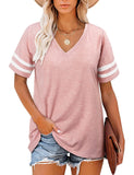 1 x RAW Customer Returns UMIPUBO Women Blouses and Shirt V Neck T-Shirts Summer Short Sleeve Casua T-Shirt Short Sleeve Shirt Loose Tops - RRP €19.99