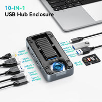 3 x RAW Customer Returns Yottamaster Docking Station USB C with M.2 NVMe SSD Enclosure, 10 in 1 USB C HUB Adapter with Built-in Fan, 10Gbps USB 3.2 Gen2, 4K 60Hz HDMI, 100W PD, SD TF3.0 Card Reader, Ethernet for Windows, Mac - RRP €265.53