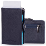 1 x RAW Customer Returns Moneyhold Slim Wallet - Card case for men - Mini wallet for men also with coin compartment - Card wallet for men small 2 - With coin holder, 1E - Saffiano blue  - RRP €34.99