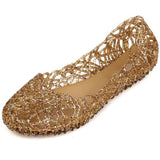 1 x RAW Customer Returns MOTIVE LIFE Soft Glitter Slip-on Sandals for Women with Net Vamp, Gold 38 EU - RRP €18.05