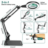 1 x RAW Customer Returns 20 diopter magnifying glass with light and stand, touch control, 2-in-1 LED magnifying lamp, desk lamp with large base and clamp, 3 color modes dimmable, magnifying lamp for hobby crafts, black - RRP €70.24