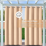 1 x RAW Customer Returns Clothink Outdoor Curtains Eyelets 132x215cm Beige 2 Pieces Curtain Outdoor Curtains Waterproof Privacy Screen Sun Protection Wind Protection Patio Pavilion Terrace - RRP €41.29