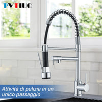 1 x RAW Customer Returns TVTIUO Kitchen Faucet, with 2 Nozzles, Spring-loaded Kitchen Tap, 360 Rotation, Standard Cold and Hot, Chrome-plated Brass. - RRP €71.83