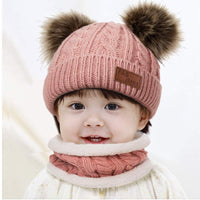 3 x Brand New Simoda Children s Winter Hat Scarf Set Knitted Warm Skiing Beanie Cap with Lovely Pompom Dark Pink  - RRP €82.8