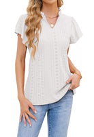 1 x RAW Customer Returns T1FE 1SFE Blouse Women Summer Elegant Ruffles Embroidery Airy Long Shirt White M - RRP €18.14