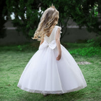 1 x RAW Customer Returns LOLANTA Formal Dress Girls, Princess Dresses Girls Wedding Party Dress, Elegant Long Evening Dress Communication Lace Tulle Dress for Children, 5-6 Years, White, Day 120 - RRP €39.98