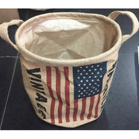 1 x Brand New Condello Casa Foldable Round Braided Burlap Fabric Linen Vintage Storage Basket Bin Holder Organizer Bucket Basket for Bathroom Shelves Cabinet Office Garage with Flag,England - RRP €19.2