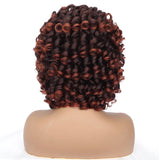 1 x RAW Customer Returns PORSMEER Afro Wig Women s Synthetic Curly Wig Natural Hair for Women, Kinky Big Curly with Bangs Short Wigs for Black Women Black with Dark Red  - RRP €27.59