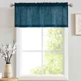 8 x Brand New TOPICK Blue Bistro Curtain Panel Curtain Semi-Transparent Short Curtain Window Scarf for Kitchen Living Room Small Window Country House 130cm x 40cm WxH 1 Piece - RRP €127.92