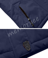 1 x RAW Customer Returns Memoryee Men s Ski Jacket Warm Lined Winter Fleece Coat Waterproof with Detachable Hood Outdoor Jacket Navy blue L - RRP €60.49