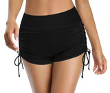 1 x Brand New SHEKINI Women s Solid Color Bikini Bottoms Swimwear Adjustable Drawstring High Waist Ruched Boxer Shorts Summer Abdominal Control Swim Trunks Swimsuit S, Black  - RRP €27.6