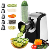 1 x RAW Customer Returns Meykey Vegetable Cutter Automatic Electric Vegetable Slicer, Vegetable Cutter Electric, Electric Vegetable Cutter Stainless Steel, Stainless Steel Cheese Grater, with 5 Conical Blades for Various Vegetables - RRP €66.54