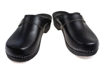 1 x RAW Customer Returns APREGGIO - Men s leather clogs with wooden sole - Ideal as garden shoes and clogs - Wooden clogs and leather - Clogs with heel - 100 natural product - Black - Size 43 EU - RRP €39.98