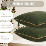 1 x RAW Customer Returns Blau Marit Set of 2 Decorative Cushion Covers. OXFORD model. Made of extra soft velvet. Modern design with contrasting edge. Padding not included. 45x45cm, Green  - RRP €19.28