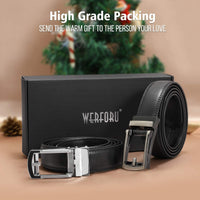 1 x RAW Customer Returns WERFORU Pack of 2 men s leather belts, automatic leather belts for suits and leisure, ratchet belts for men with automatic buckle - RRP €20.95