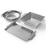 1 x RAW Customer Returns Onlyfire grill tray stainless steel set of 3, grill basket with handles, grill tray for vegetables, meat shrimp, mini vegetable basket grill pan for grill, grill accessories - RRP €32.79