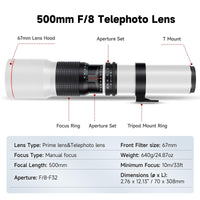 1 x RAW Customer Returns JINTU 500mm 1000mm f 8 Manual Focus Telephoto Lens compatible with Canon EF-Mount EOS 4000D 2000D 90D, 80D, 77D, 70D, 60D, 60Da, 1Ds, Mark III 7D, 6D, 5D, 5DS, Rebel T8i, T7i, T7s, T6, T5, SL3, SL2 - RRP €144.39