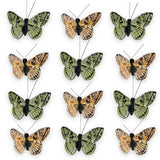 6 x Brand New MIK Funshopping Decorative Butterflies with Clips for Colorful Decorations Set of 12 Pieces, Apricot Green  - RRP €136.8