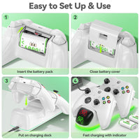 5 x RAW Customer Returns Xbox Controller Charging Station with 2X 4800mWh 2X 2000mAh Rechargeable Battery for Xbox One Xbox Series X S Elite, Xbox One Controller Charging Station with Xbox Battery for Xbox Series One Controller, white - RRP €174.95