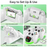 2 x RAW Customer Returns Xbox Controller Charging Station with 2X 4800mWh 2X 2000mAh Rechargeable Battery for Xbox One Xbox Series X S Elite, Xbox One Controller Charging Station with Xbox Battery for Xbox Series One Controller, white - RRP €69.98