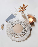 5 x RAW Customer Returns Nice Dream Mirror Macrame Set of 2 Wall Mirrors Boho Hanging Mirror Round for Bedroom Living Room Wall Decoration for Women and Mom - RRP €95.8