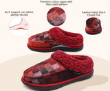 1 x Brand New COFACE Checked Red Slippers Men s Winter Warm Plush Wool Lined Slippers Men Comfort Memory Foam Moccasin Hut Shoes with Non-Slip Rubber Sole Indoor and Outdoor Size 44.5EU - RRP €60.0