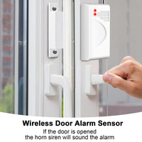 1 x RAW Customer Returns Alarm system security 9 piece set with 115 dB siren, motion sensor, door window sensor and remote control, for warehouse, shops, house - RRP €45.95