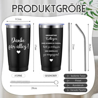 1 x RAW Customer Returns Hestya Farewell Gift Colleagues Thermal Mug 600 ml Thank You for Everything Insulated Mug Coffee Mug with Lid Straw Thank You Gift for Job Change Retirement Colleague Work Colleague Black  - RRP €19.15