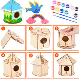 25 x Brand New Herefun DIY Wooden Birdhouse Kit, 4 PCS DIY Birdhouse Kit, DIY Birdhouse to Paint Kit with Wooden Wind Chime, Crafts for Children, Build and Paint Birdhouse Wooden Arts for Birthday Christmas - RRP €478.75