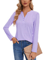 1 x Brand New MINTLIMIT Blouses Tunics for Women Long Sleeve Blouse V Neck T Shirts Business Tunic Tops EU 52 VT-Purple XXL  - RRP €27.6