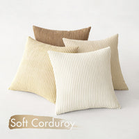 1 x RAW Customer Returns MIULEE Corduroy Cushion Cover Soft Cushion Cover Decorative Sofa Cushions Square Throw Pillows Modern Decorative Pillowcase Striped Pillowcases for Living Room Bedroom 4 Pieces 40x40cm Beige - RRP €28.49