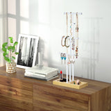 1 x RAW Customer Returns Love-KANKEI Jewelry Stand Jewelry Holder Necklace Stand Wood Metal Black with 3 T Rods Storage of Necklaces Earrings Rings Watches, Gift for Women - RRP €22.34