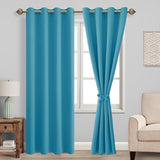 1 x RAW Customer Returns JIUZHEN Opaque Curtains Eyelet Curtains for Bedroom Living Room, Turquoise Blackout Curtain, 2 Pieces, 215 x 132 cm H x W  - RRP €35.28