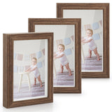 5 x Brand New Anhow 3 Pack 3D Picture Frames 10x15 cm, Picture Frames 4x6 Inch with Rotating Clips and Transparent Glass - 1.5cm Deep Brown - RRP €67.45