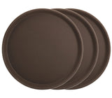 1 x RAW Customer Returns TOPZEA 3 Pack Round Serving Tray 11 Plastic Serving Tray Restaurant Serving Tray Cafeteria Tray Non-Slip Bar Tray for Coffee Table Brown - RRP €17.99