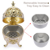 1 x RAW Customer Returns SUMNACON Vintage Zinc Alloy Incense Burner with Lid Incense Stick Holder Incense Bowl Incense Container Home Decoration Gift Ball Shape White  - RRP €17.14