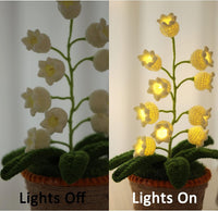 2 x RAW Customer Returns Lily of the Valley Lamp 10 Crocheted Artificial Flowers with Night Lights Artificial Lily of the Valley Including Pots - as a Gift Birthday Ideas for Valentine s Day Desk Home Decoration Warm Lamp  - RRP €47.92