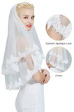 1 x RAW Customer Returns BEAUTELICATE Bridal Veil Wedding Veil Blusher With Lace for Bride Wedding White Ivory With Metal Comb Elbow Length 2 Layer V133 - RRP €22.18