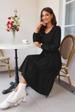 1 x RAW Customer Returns II ININ autumn dress women s dress long sleeve smocked dress elegant for autumn black - RRP €21.17