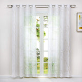 1 x RAW Customer Returns HeichkelL curtain with eyelets made of voile transparent burnout curtain 1 piece modern eyelet curtain window curtain in tree branches pattern white WxH 140x145 cm - RRP €24.19