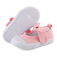 1 x RAW Customer Returns LACOFIA Kids Canvas Sneakers Bowknot Canvas Shoes Mary Jane School Shoes for Girls Pink 22 - RRP €19.99