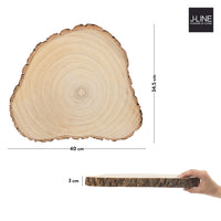 1 x RAW Customer Returns J-Line tree disc large 40 cm, wooden disc, wooden board decoration, decorative wooden plate as a serving tray, table decoration or for handicrafts, multifunctional tree disc made of Paulownia wood, 40 x 34.5 cm - RRP €25.2