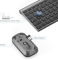 1 x RAW Customer Returns seenda Keyboard Mouse Set Wireless, Rechargeable Aluminum Keyboard with Compact Design, Ultra Thin and Quiet Wireless Keyboard with Mouse for PC Laptop Smart TV, 1200 DPI, QWERTZ Layout, Gray - RRP €41.34